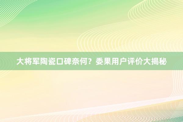 大将军陶瓷口碑奈何？委果用户评价大揭秘